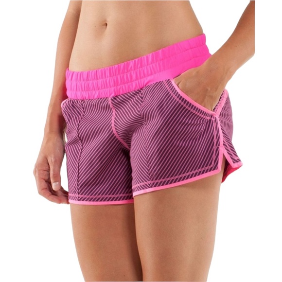 💕HP💕Lululemon Shake & Break Tracker Hyper Stripe Pink Shorts - Picture 2 of 12